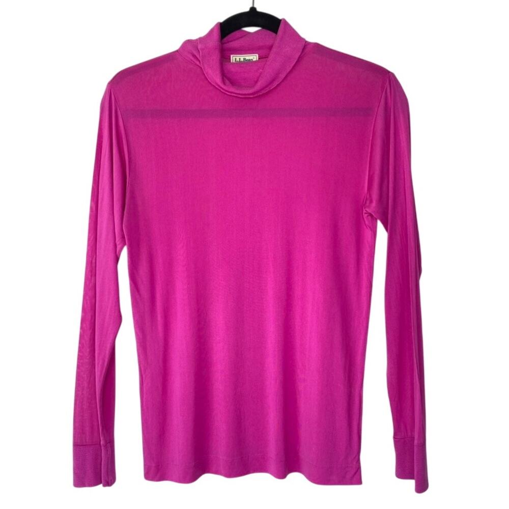 LL Bean Magenta 100% Silk Base Layer Longsleeve Gorpcore Granola Girl Size Small